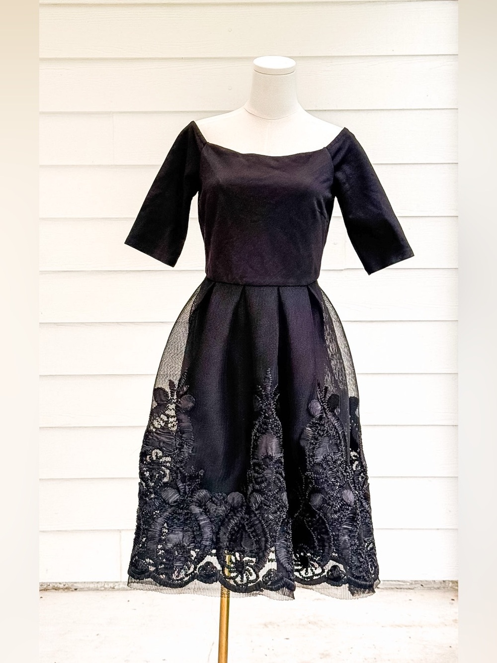 GIANNI BINI DANA OFF-THE-SHOULDER COCKTAIL PARTY DRESS BLACK SIZE MEDIUM NWT